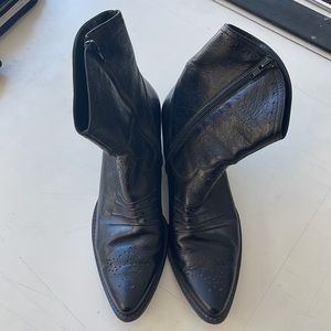 Paul Green - black Leather ankle western boots - size 9